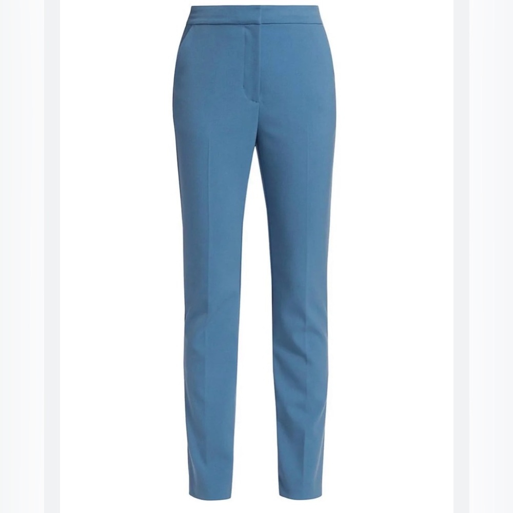 DEREK LAM 10 CROSBY BLUE TROUSER PANTS SLIM STRAIGHT FLAT FRONT 4